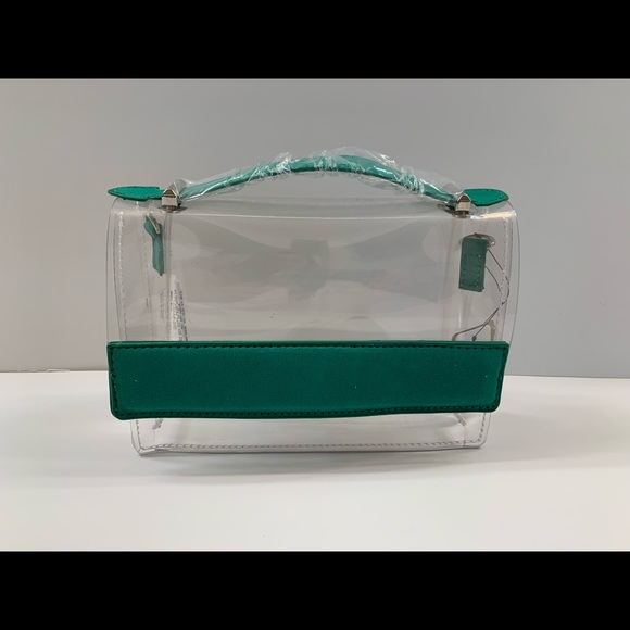 Clear Waterproof Crossbody Bag- Suede Green Accents- NWT - Picture 5 of 6